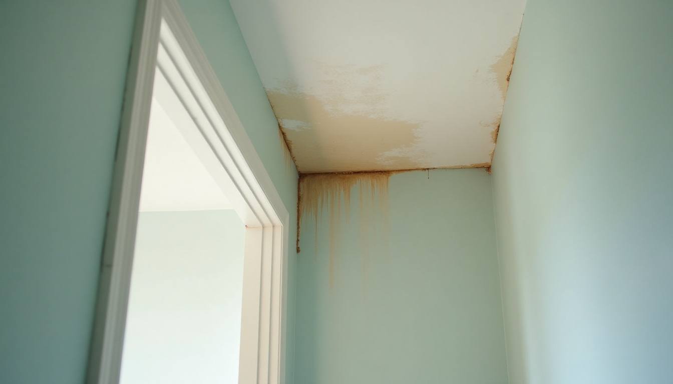 Water stain on a ceiling from a hidden leak